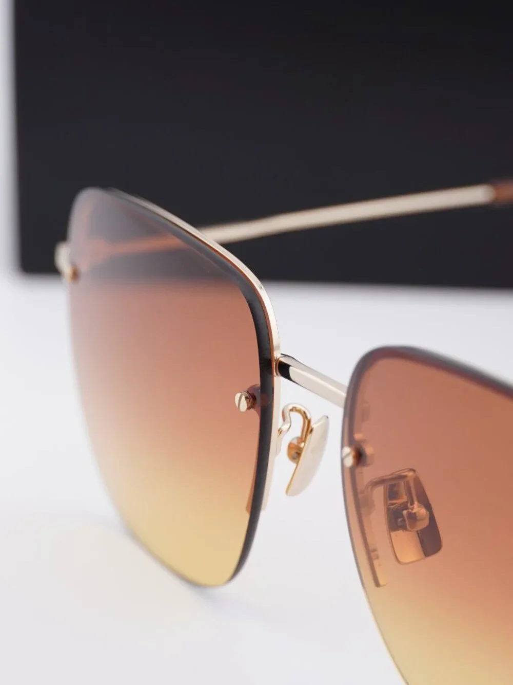 Saint Laurent SL312M 004 Square Rimless Sunglasses - Gold / Orange